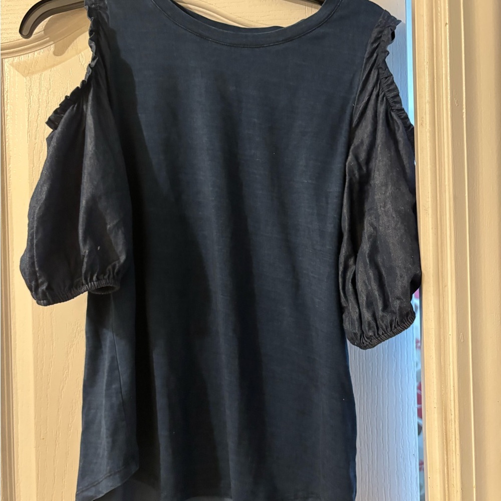 Chico's Dark Blue Cold Shoulder Blouse